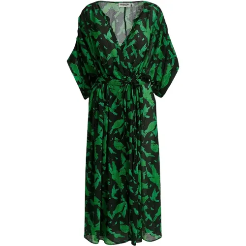 Black Combo Evray Bird Print Dress , female, Sizes: XS - Essentiel Antwerp - Modalova