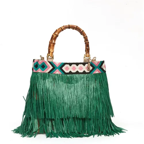 Umweltfreundliche Handtasche aus Grünem Jute , Damen, Größe: ONE Size - La Milanesa - Modalova