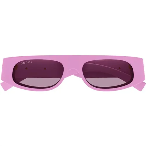 Geometrische rosa Sonnenbrille für Frauen , Damen, Größe: 51 MM - Gucci - Modalova