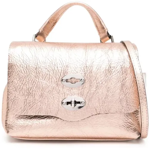 Golden Metallic Effect Leather Bag , female, Sizes: ONE SIZE - Zanellato - Modalova