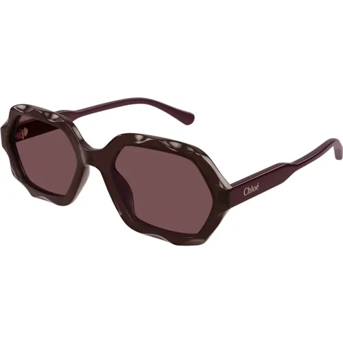 Violette Sonnenbrille , Damen, Größe: 56 MM - Chloé - Modalova