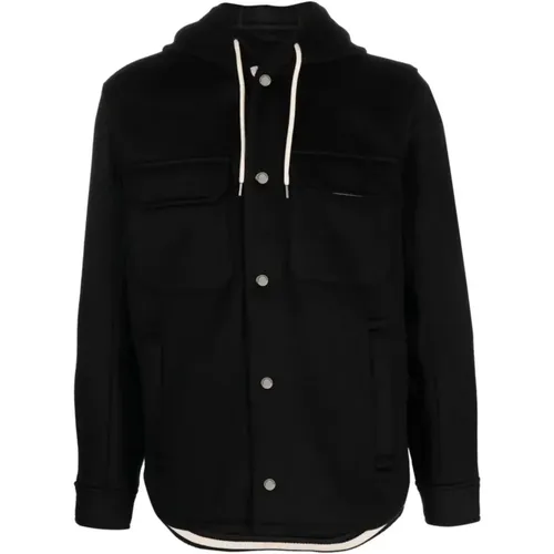Wool Hooded Shirt Jacket , male, Sizes: 2XL, 3XL - Emporio Armani - Modalova