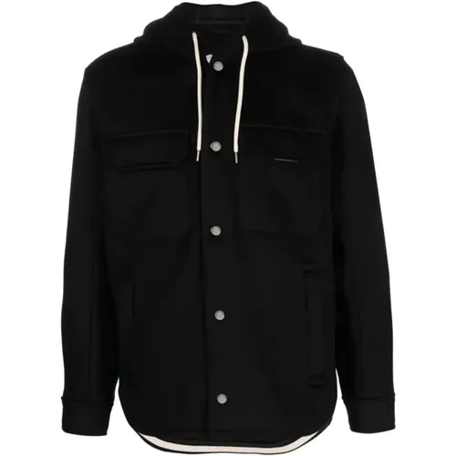 Wool Hooded Shirt Jacket , male, Sizes: 3XL - Emporio Armani - Modalova