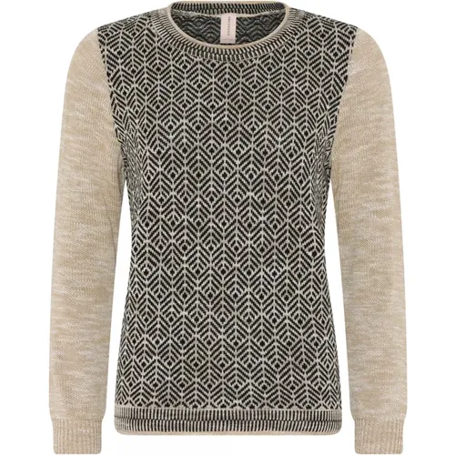 Casual Jaquard Pullover Bluse Dove Beige , Damen, Größe: M - Skovhuus - Modalova