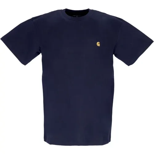 Herren Chase T-Shirt - Dunkelblau/Gold , Herren, Größe: XL - Carhartt WIP - Modalova