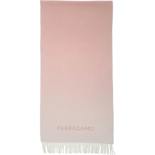 Cashmere Pink Scarf with Fringes , female, Sizes: ONE SIZE - Salvatore Ferragamo - Modalova