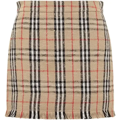 Vintage Pattern Mini Skirt , female, Sizes: 2XS - Burberry - Modalova