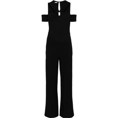 Schwarzer Jumpsuit mit V-Ausschnitt und Cut-Out-Detail , Damen, Größe: XS - PATRIZIA PEPE - Modalova