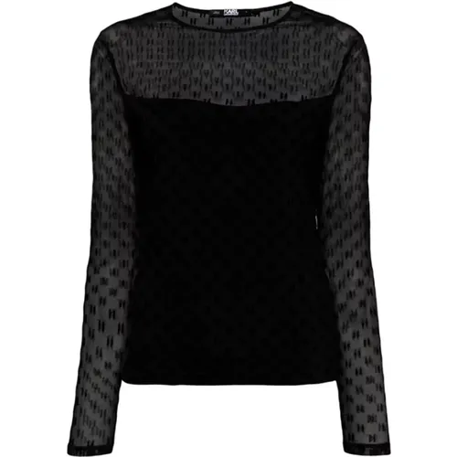 KL-logo mesh top , female, Sizes: S - Karl Lagerfeld - Modalova