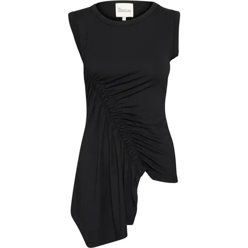 Schwarzes Asymmetrisches Top mit Raffungsdetails , Damen, Größe: XL - My Essential Wardrobe - Modalova