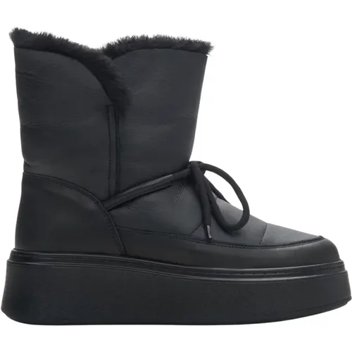 Damen Schwarze Leder Pelzgefütterte Showstiefel Er00114224 , Damen, Größe: 36 EU - Estro - Modalova