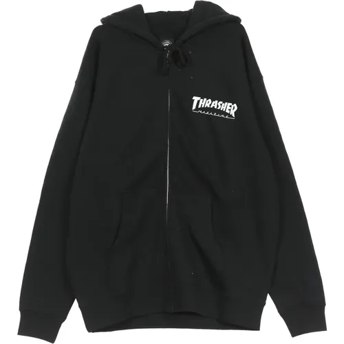 Logo Zip Hoodie Sweatshirt Schwarz/Weiß - Thrasher - Modalova