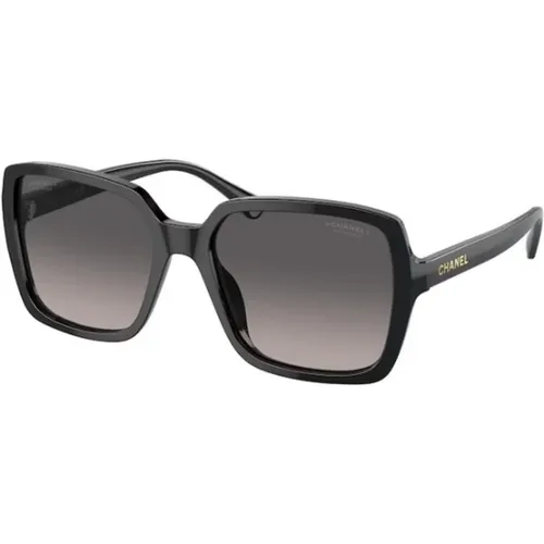 Schwarze polarisierte Sonnenbrille mit Verlauf , unisex, Größe: 54 MM - Chanel - Modalova