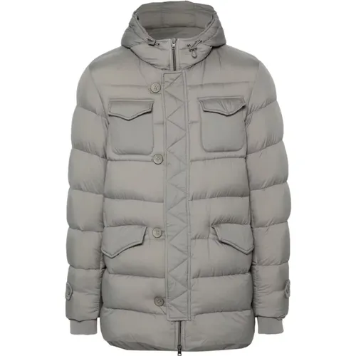 Grey Padded Goose Down Coat , male, Sizes: M, S - Herno - Modalova