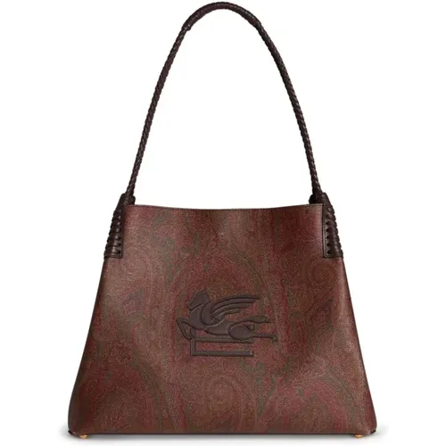 Braune Leder Texturierte Tote Tasche - ETRO - Modalova