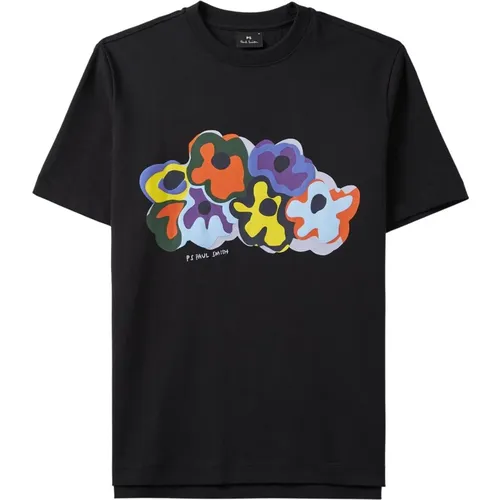 Blumenmuster Schwarzes T-Shirt - PS By Paul Smith - Modalova