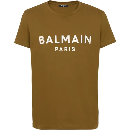 T-Shirt aus Öko-Baumwolle mit aufgedrucktem -Logo - Balmain - Modalova