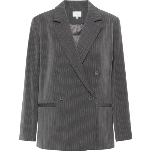 Grey Pinstripe Oversized Blazer , female, Sizes: XL, S, M, L - Gestuz - Modalova