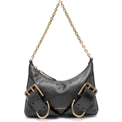 Schwarze Taschen - Stilvolle Kollektion,Vintage Schwarze Leder Umhängetasche mit Antikem Goldbeschlag,Shoulder Bags - Givenchy - Modalova