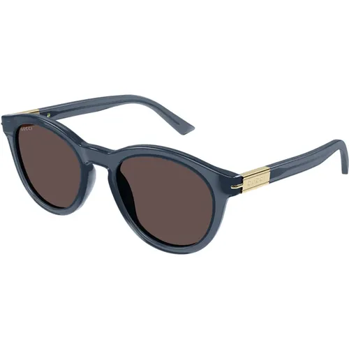 Round acetate sunglasses with metal detail , unisex, Sizes: 52 MM - Gucci - Modalova