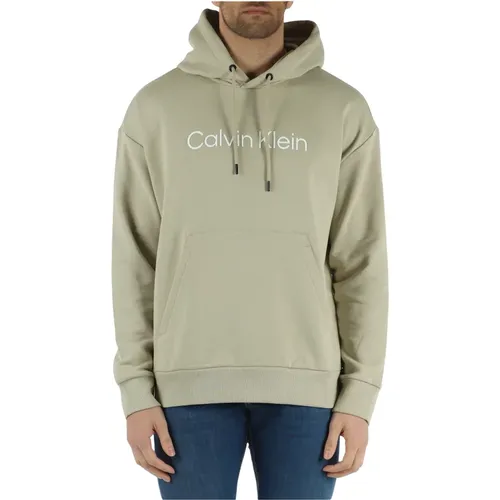 Cotton Hooded Sweatshirt with Logo , male, Sizes: XS, XL, M, L, S - Calvin Klein - Modalova