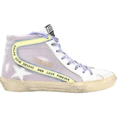 Pink Canvas Leather Sneakers Lilac Laces , female, Sizes: 6 UK - Golden Goose - Modalova