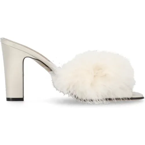 Ivory Heeled Shoes with Feather Details , female, Sizes: 4 1/2 UK, 6 UK, 3 UK - Maison Margiela - Modalova
