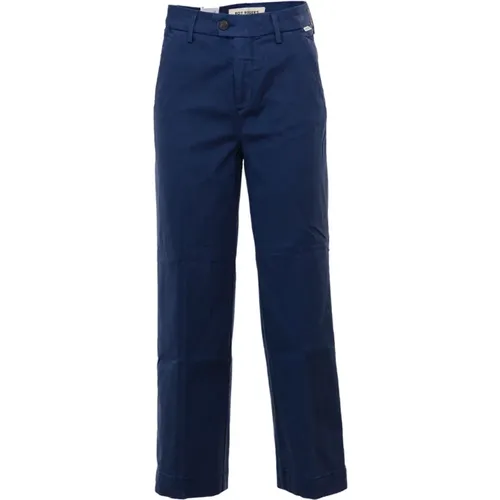 Gabardine Chino Trousers Flare Fit , female, Sizes: W24, W29, W31 - Roy Roger's - Modalova