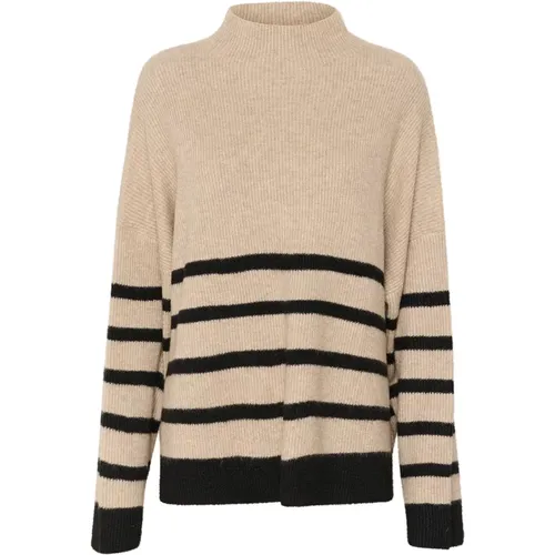 Gestreifter Strickpullover Sweater - Cream - Modalova