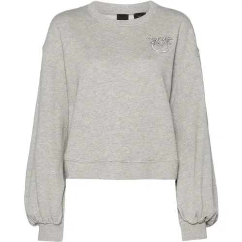 Grauer Love Birds Pullover , Damen, Größe: S - pinko - Modalova