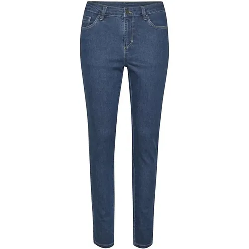 Slim Fit Jeans in Medium Washed Denim , Damen, Größe: M - Kaffe - Modalova