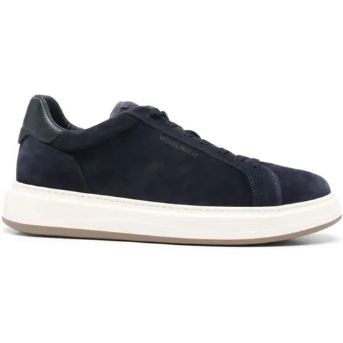 Blaue Sneakers mit Lederelementen , Herren, Größe: 43 EU - Woolrich - Modalova