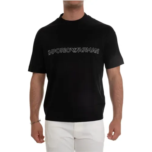 Luxury Lyocell Blend T-Shirt for Men , male, Sizes: L, S, 2XL, XS - Emporio Armani - Modalova