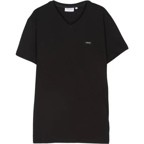 Schwarze T-Shirts und Polos mit Logo , Herren, Größe: M - Calvin Klein - Modalova