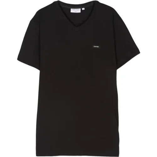 Schwarze T-Shirts und Polos mit Logo , Herren, Größe: S - Calvin Klein - Modalova