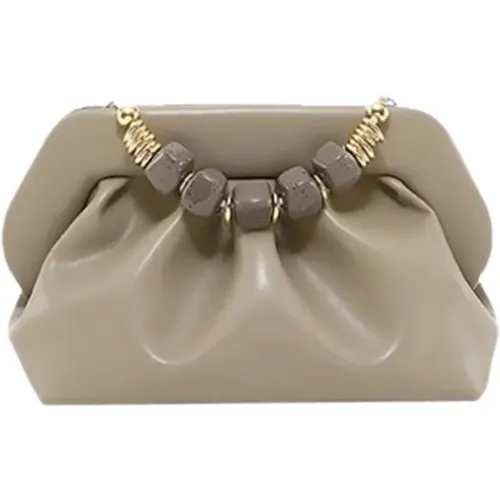 Light Taupe Vegan Clutch Bag , female, Sizes: ONE SIZE - THEMOIRè - Modalova