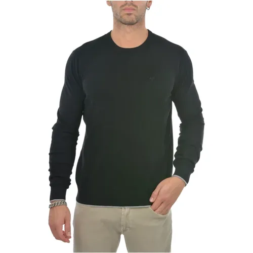 Schwarzer Pullover mit kleinem Logo , Herren, Größe: L - Emporio Armani - Modalova