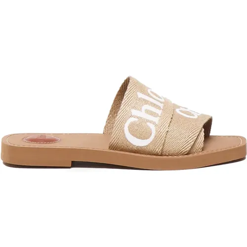 Wüstenbeige Leinensandalen , Damen, Größe: 36 EU - Chloé - Modalova