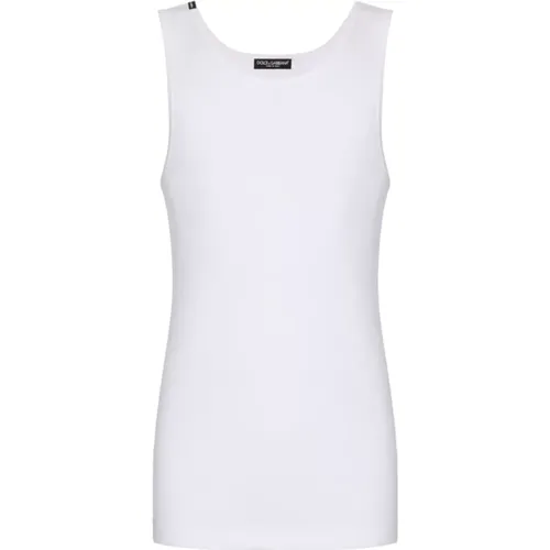Cotton Crew Neck Sleeveless T-shirt , male, Sizes: L - Dolce & Gabbana - Modalova