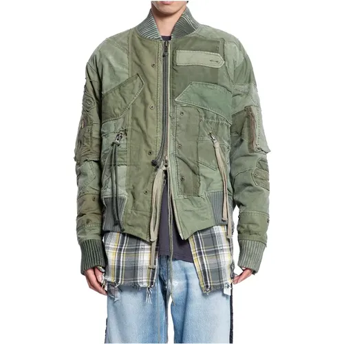 Patchwork Army Flight Jacket , male, Sizes: L - Greg Lauren - Modalova