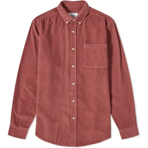 Bordeaux Cordhemd mit Urea-Knöpfen , Herren, Größe: XL - Portuguese Flannel - Modalova