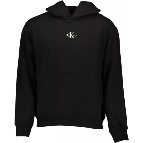 Schwarzer Kapuzenpullover mit Logo-Design , Herren, Größe: M - Calvin Klein - Modalova