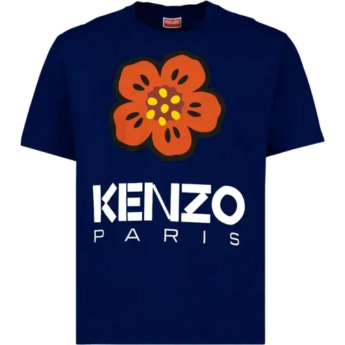 Blumenmuster Rundhals T-shirt , Herren, Größe: XS - Kenzo - Modalova