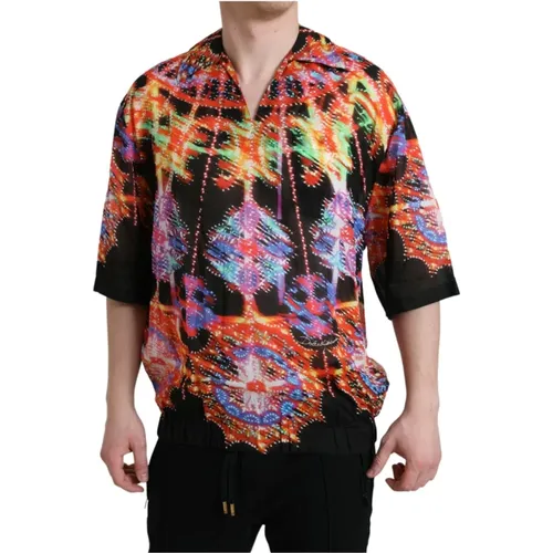 Luminary Print Cotton T-shirt , male, Sizes: L - Dolce & Gabbana - Modalova