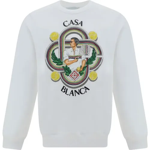 Weiße Baumwoll-Sweatshirt mit Logo-Detail - Casablanca - Modalova