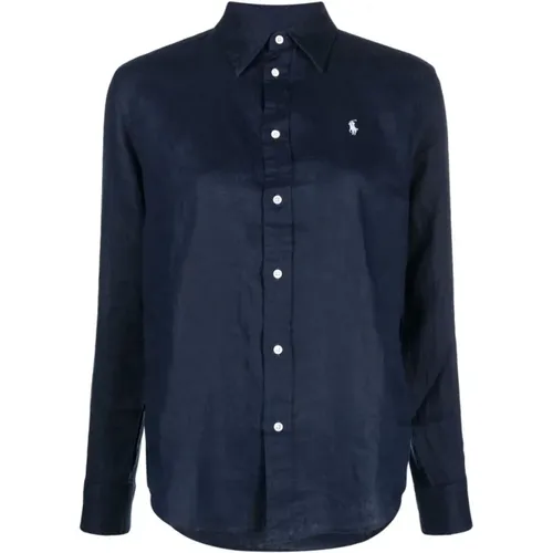 Logo-besticktes Leinenhemd,Blaue Hemden für Männer - Ralph Lauren - Modalova