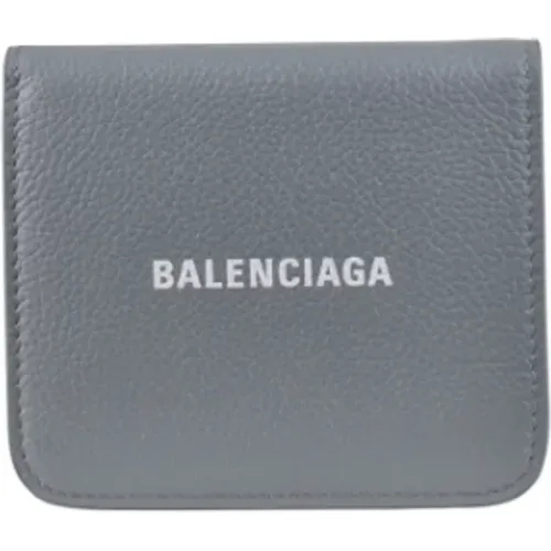 Graue Leder Mini Geldbörse mit Logo - Balenciaga - Modalova