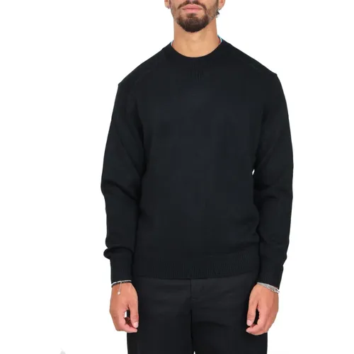 Schwarzer Basic Rundhalsausschnitt Pullover , Herren, Größe: M - Emporio Armani - Modalova