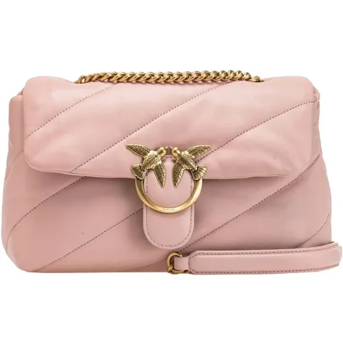 Lederhandtasche mit Schultergurt - Rosa , Damen, Größe: ONE Size - pinko - Modalova