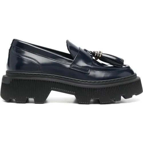 Blaue Leder Loafers Casual Flats - Santoni - Modalova